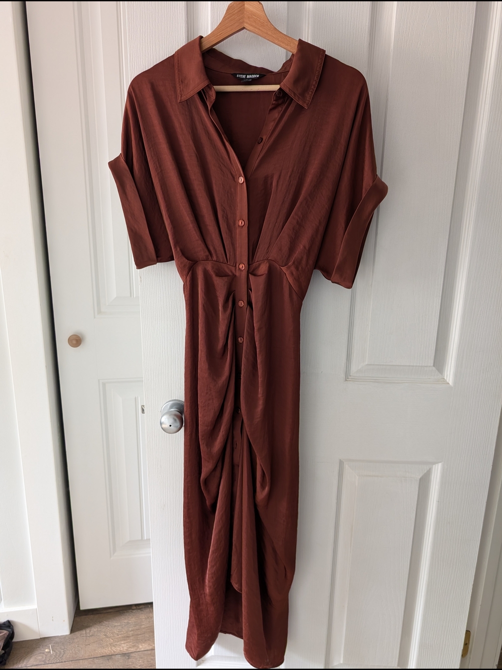 Steve Madden Tori Wrap Dress Rust Copper Cinnamon